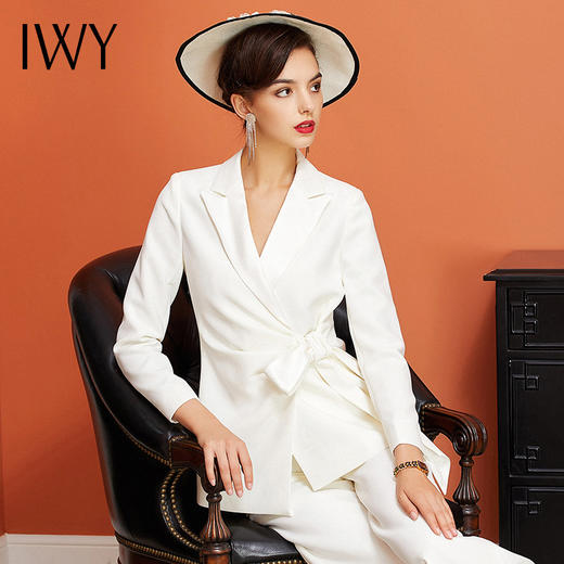 IWY/白色长袖西装阔腿长裤套装CP922 商品图3