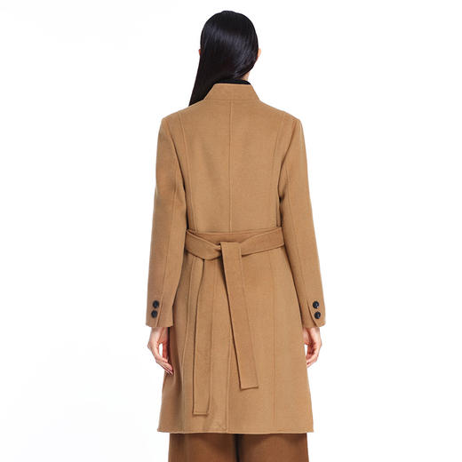 EITIE爱特爱秋冬季纯色复古翻领修身双排扣呢子大衣女毛呢外套5214913 商品图3