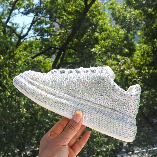 ZZX新款潮流时尚满钻真皮厚底休闲运动板鞋 商品图0