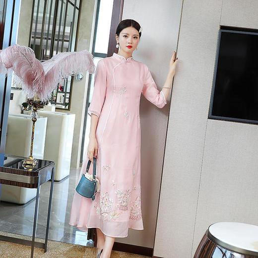 YFN-20156新款中国风复古茶服改良连衣裙 商品图0