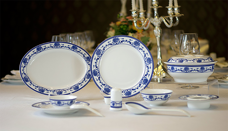 景德镇陶瓷 国瓷红叶 56头清芙蓉中餐具