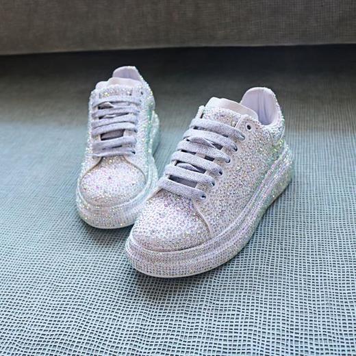 ZZX新款潮流时尚满钻真皮厚底休闲运动板鞋 商品图1