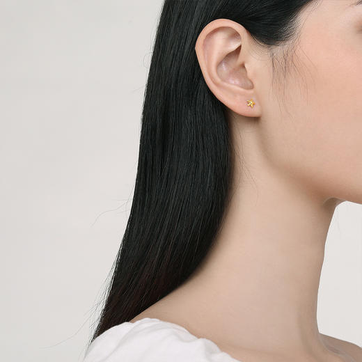 周六福黄金耳饰女款计价足金星星耳钉耳针耳环官方正品首饰送闺蜜 商品图4