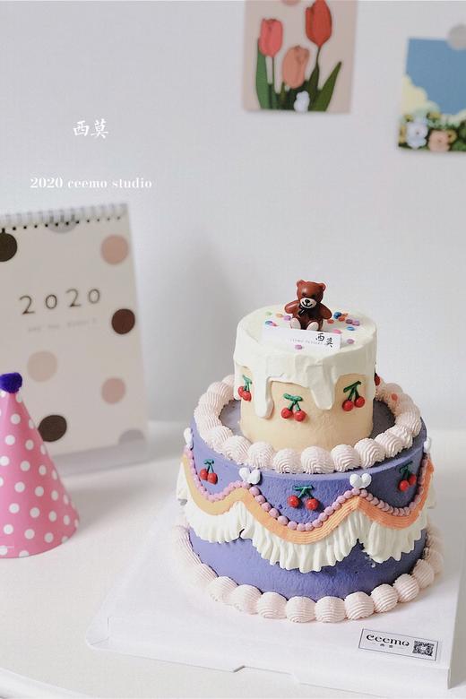 复古手绘樱桃小双层蛋糕 商品图1