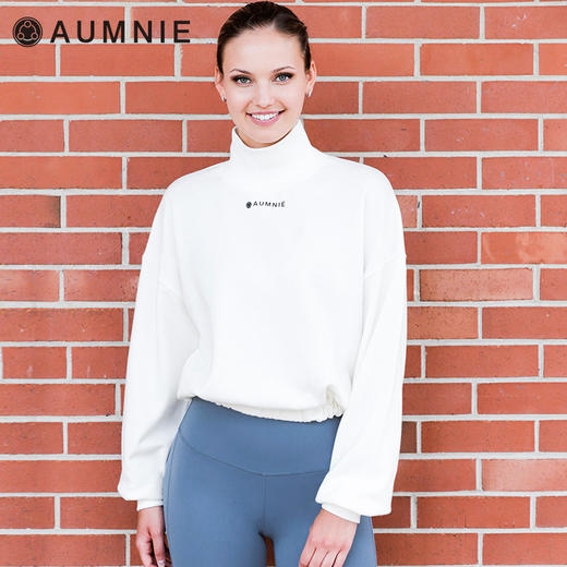 高领露脐卫衣 - Cropped Mock Neck Sweatshirt秋冬运动休闲罩衫 商品图1
