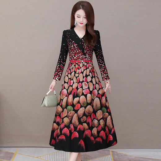 YWE-DQ2051秋新款气质减龄印花连衣裙 商品图1
