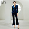 IWY/蓝色丝绒长袖西装喇叭长裤套装CP358-L 商品缩略图4