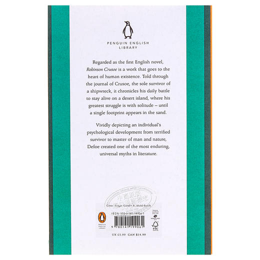 【中商原版】鲁宾逊漂流记 英文原版 经典文学书籍 Robinson Crusoe (The Penguin English Library) Daniel Defoe Penguin Class 商品图1