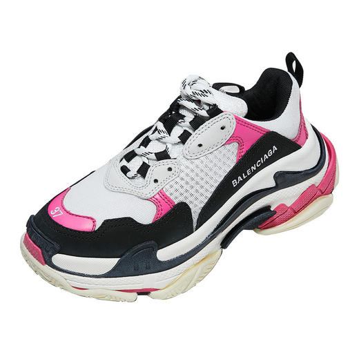 BALENCIAGA 巴黎世家 男女情侣款Triple S牛皮织物休闲运动鞋老爹鞋524039 W09O6 商品图1