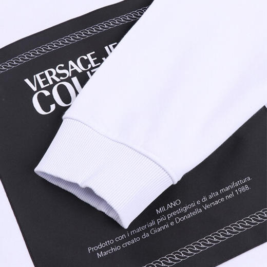 VERSACE JEANS 范思哲 男士连帽卫衣运动衫 白色字母图案 白色 B7GUA7F2 30216 003 商品图2
