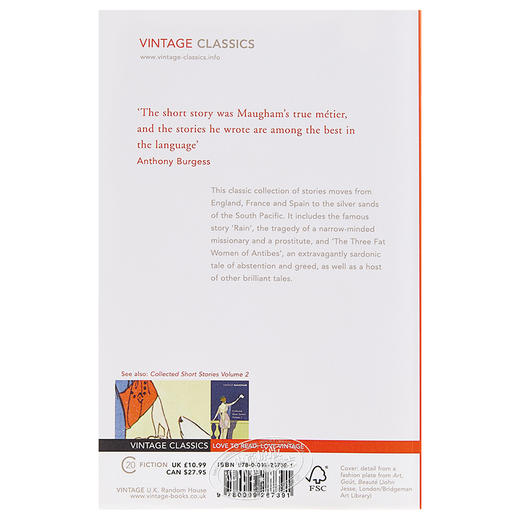 【中商原版】毛姆短篇小说集1 英文原版 Collected Short Stories: Volume 1/W S Maugham 商品图1