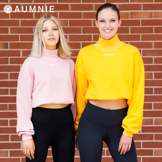 高领露脐卫衣 - Cropped Mock Neck Sweatshirt秋冬运动休闲罩衫 商品图3