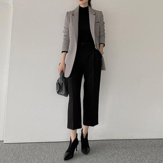 混灰色中长款西装外套休闲西服 商品图2