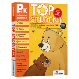 美国加州教辅 优等生系列练习册 幼儿园小中班 英文原版 Evan-Moor Top Student Grade Prek 英语数学STEM科学计算机 英文版