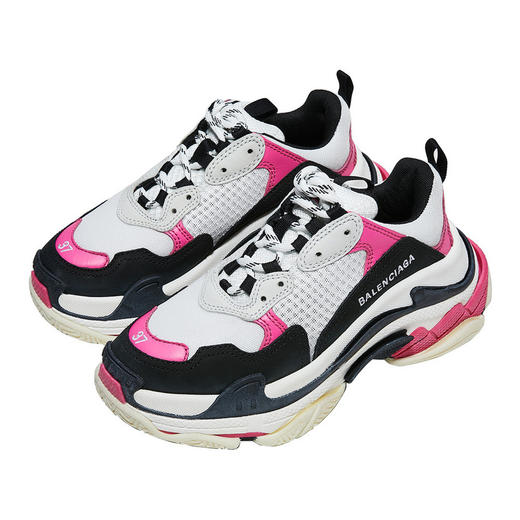 BALENCIAGA 巴黎世家 男女情侣款Triple S牛皮织物休闲运动鞋老爹鞋524039 W09O6 商品图0