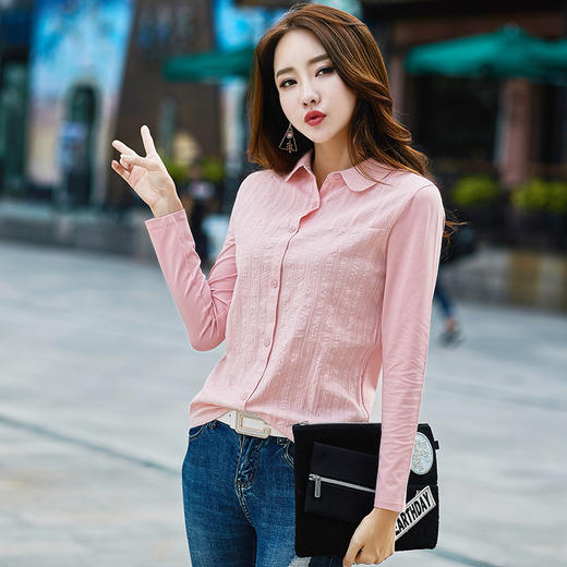JW-6028秋季新款女装长袖衬衫女打底衫韩版女士上衣 商品图2
