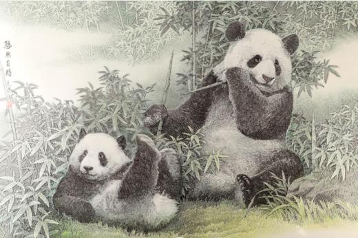 大熊猫走向世界150周年-悠然自得银版画 商品图0