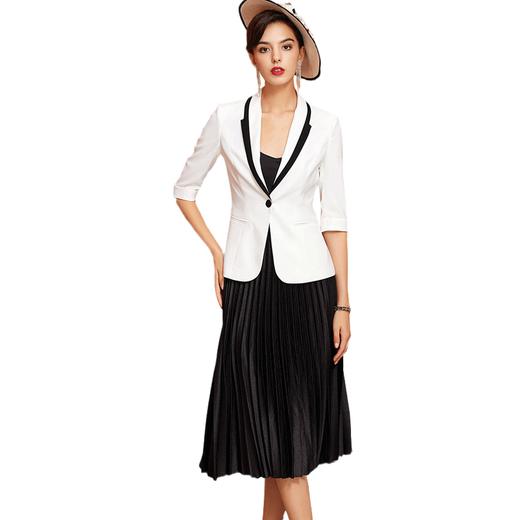 IWY/白色长袖西装黑色百褶裙套装C925+ 商品图4