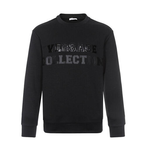 VERSACE COLLECTION 范思哲 男士圆领卫衣运动衫 黑色字母图案 黑色 V800821P VJ00563 V1008 商品图0
