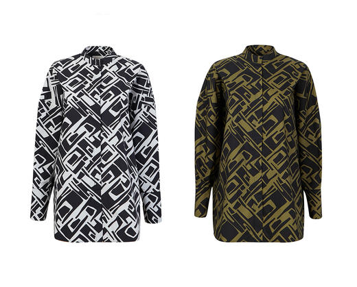 HIDEMI “我们做印花”特殊纸感几何桌椅剪影式印花廓形衬衫 商品图6