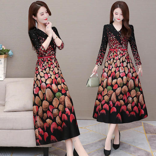 YWE-DQ2051秋新款气质减龄印花连衣裙 商品图0