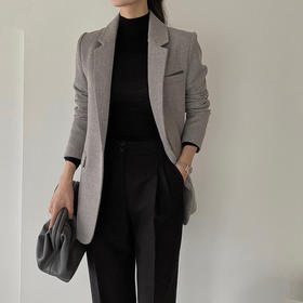 混灰色中长款西装外套休闲西服