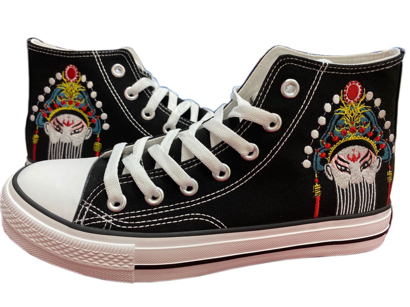 回力新款2020高帮帆布鞋中国风刺绣帆布京剧脸谱wxya930wj