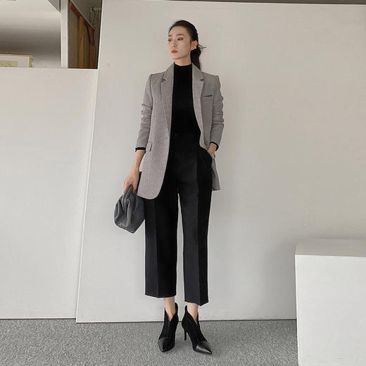 混灰色中长款西装外套休闲西服 商品图4