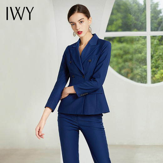 IWY/藏青色长袖西装长裤套装CP341 商品图1