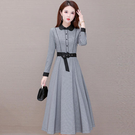 YX-YJ-ZN15时尚显瘦格纹连衣裙气质高端轻熟风洋气A字裙 商品图1