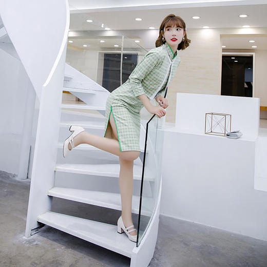 ZA-9506秋冬两件套麂皮绒旗袍 商品图2