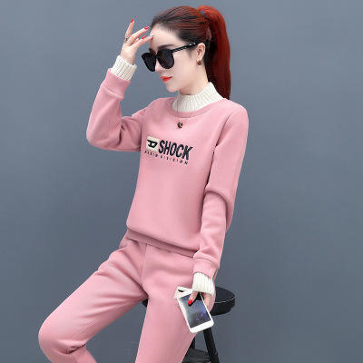 SP-DCW6668 套装女秋冬2020新款时尚洋气韩版休闲加绒加厚运动衣服两件套 商品图4