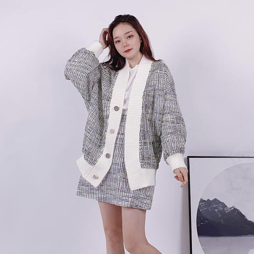 女装【清仓】门襟拼接小香四粒扣套装 - enjoy 精选