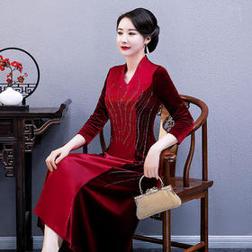 WXG新款高端时尚醋酸旗袍连衣裙