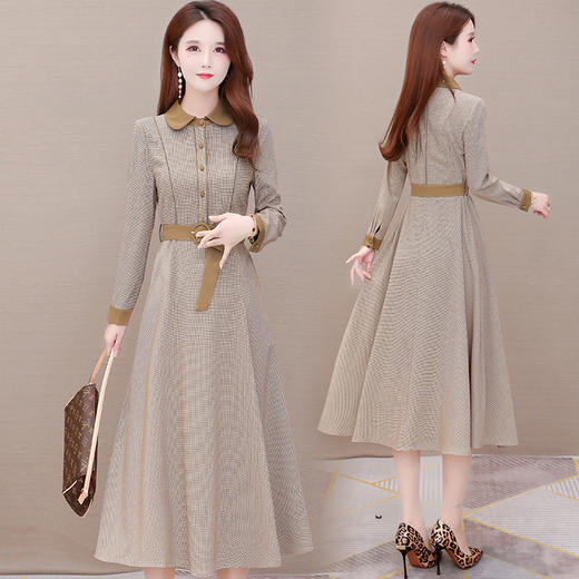 YX-YJ-ZN15时尚显瘦格纹连衣裙气质高端轻熟风洋气A字裙 商品图0