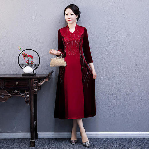WXG新款高端时尚醋酸旗袍连衣裙 商品图2
