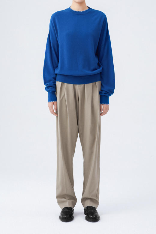 HIDEMI 本季必入/美利奴羊毛/趣味手工齿轮小撞色款廓形堆堆袖毛衣（字母刺绣设计） 商品图0