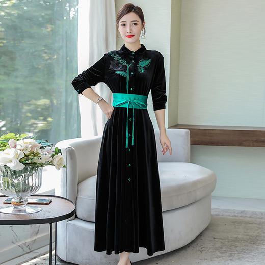 HT-N-A46-5993-6993新款中国风复古刺绣连衣裙TZF 商品图3