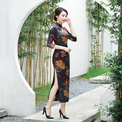 WXG-改良版旗袍秋冬款旗袍显瘦改良版旗袍 商品图1