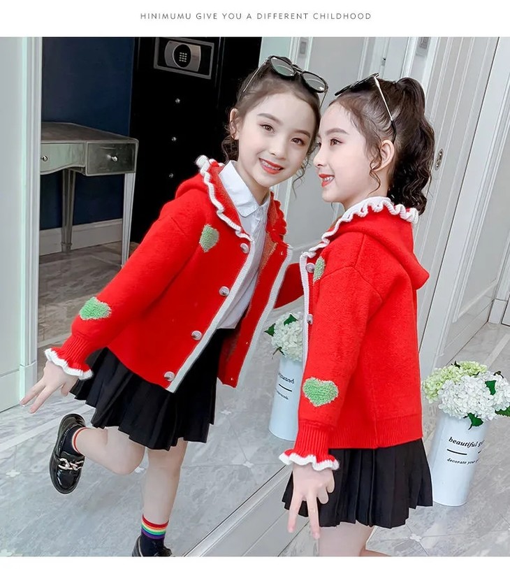 女童开衫毛衣2020秋季新款连帽针织衫小女孩韩版时髦儿童上衣【童装】