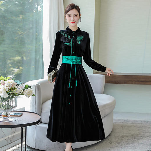 HT-N-A46-5993-6993新款中国风复古刺绣连衣裙TZF 商品图2