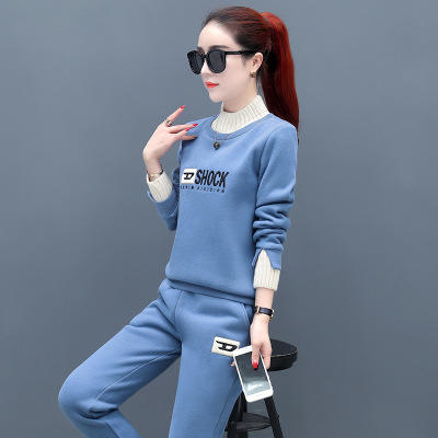 SP-DCW6668 套装女秋冬2020新款时尚洋气韩版休闲加绒加厚运动衣服两件套 商品图6