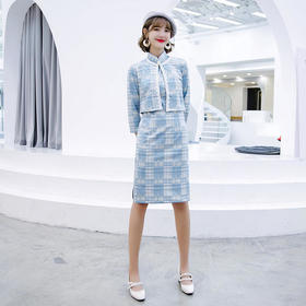 ZA-9506秋冬两件套麂皮绒旗袍