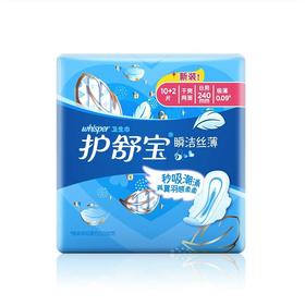 护舒宝瞬洁丝薄日用卫生巾240mm 10+2片