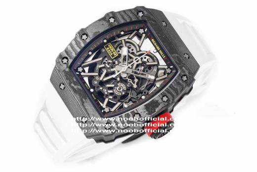 ZF理查德·米勒RM035，研发时间长达4年，把头、表壳、底盖均为碳纤维打造，男士腕表，橡胶表带，自动机械机芯，透底。 商品图8