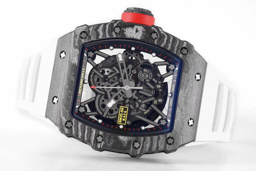 ZF理查德·米勒RM035，研发时间长达4年，把头、表壳、底盖均为碳纤维打造，男士腕表，橡胶表带，自动机械机芯，透底。 商品图13