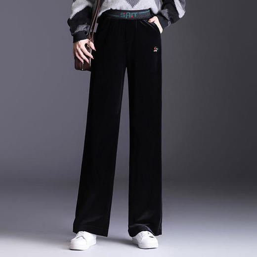 KQ-27086秋季新款高腰气质百搭金丝绒阔腿裤 商品图2