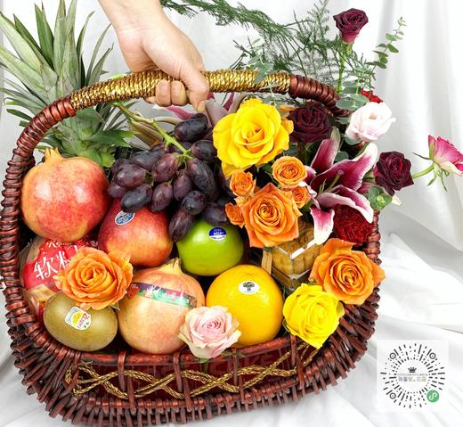 端午节 预售鲜花 粽子 鲜花饼  水果 混搭超大手提篮 商品图1