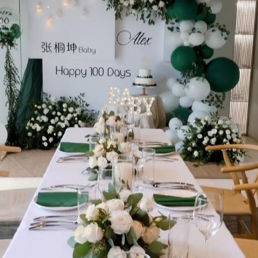 《无忧无虑》白绿色系鲜花气球宝宝百日宴 商品图1