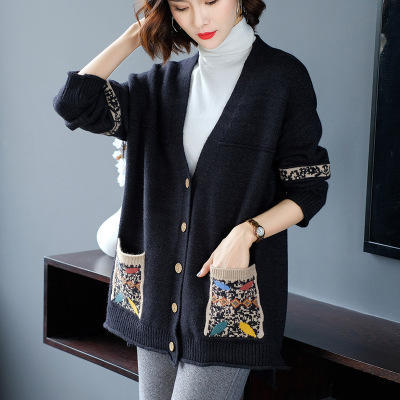 MQ-1733-D04 春秋装新款针织开衫女士加肥加大码外搭披肩秋冬毛衣外套宽松 商品图2